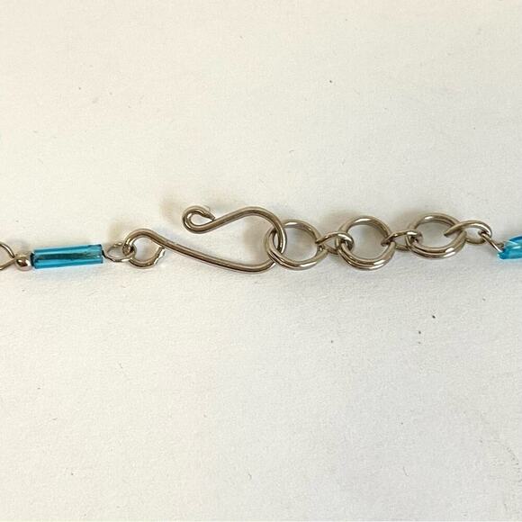 Vintage Boho Turquoise Beaded Necklace Layered Silver Fringe Peruvian 70s Hippie - Picture 8 of 12